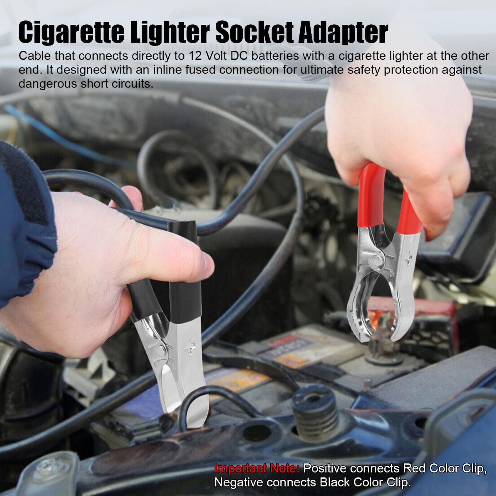 2PCS 12V Clip Cigarette Lighter Socket Car Battery Power Extension Adapter 50A
