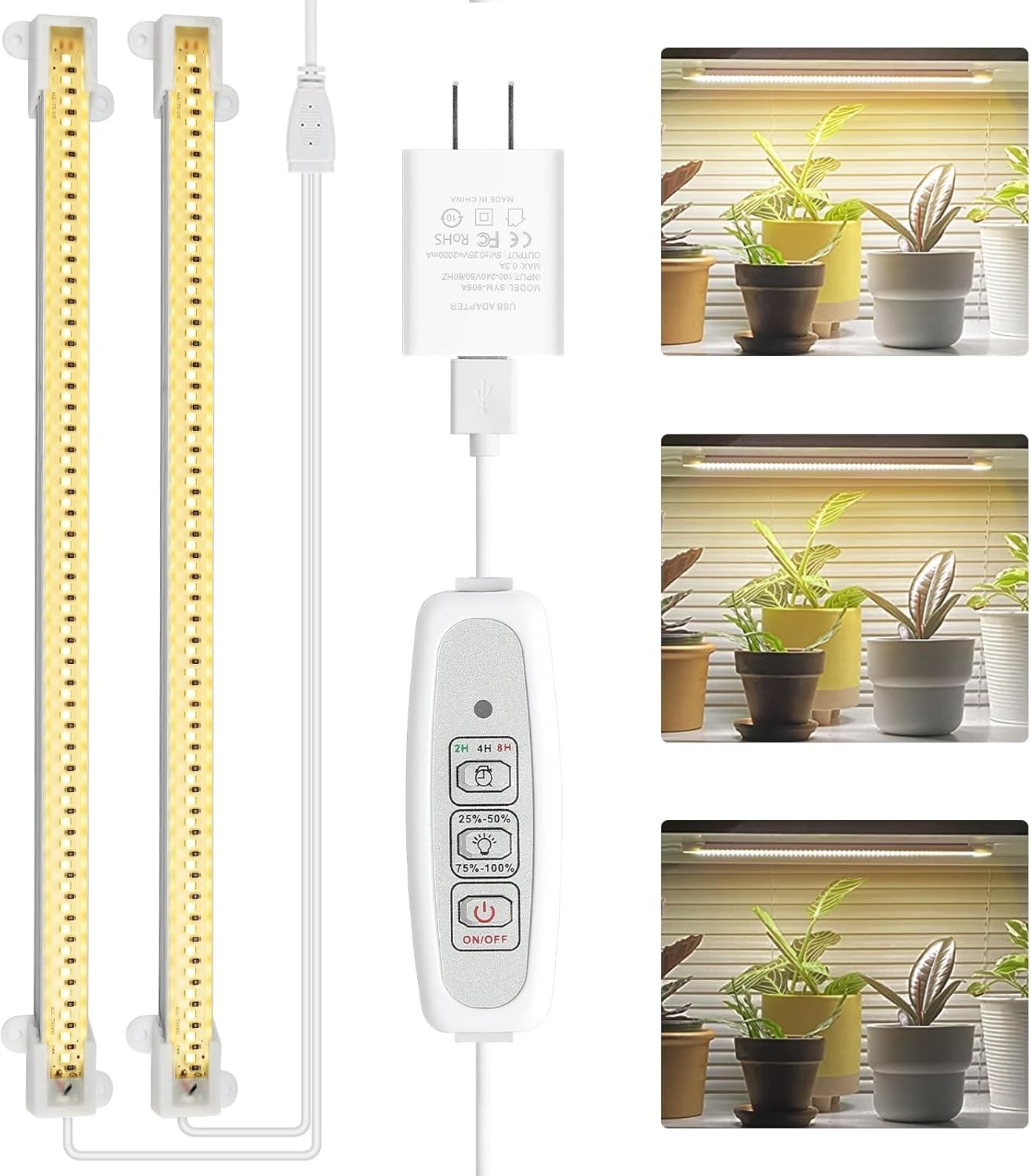 LED Plant Grow Light Strips Full Spectrum Indoor Timer