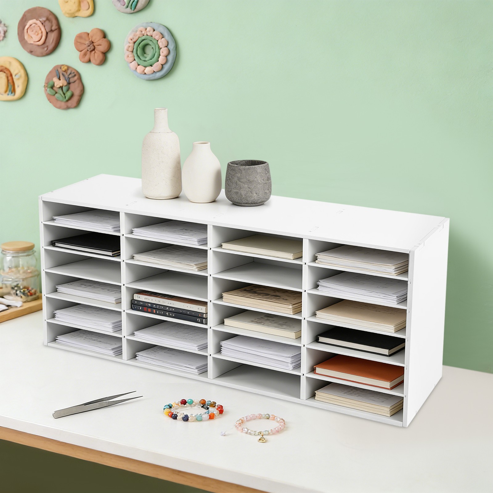 24 Slots Paper & Mail Organizer File Classification Cabinet Literature Organizer
