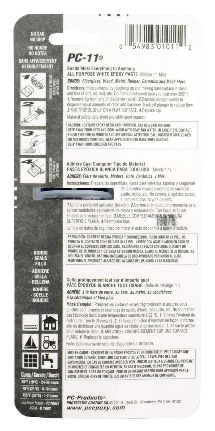 Two-Part PC-Products Epoxy Paste, 1oz Syringe - Bonds in Wet & Dry Conditions