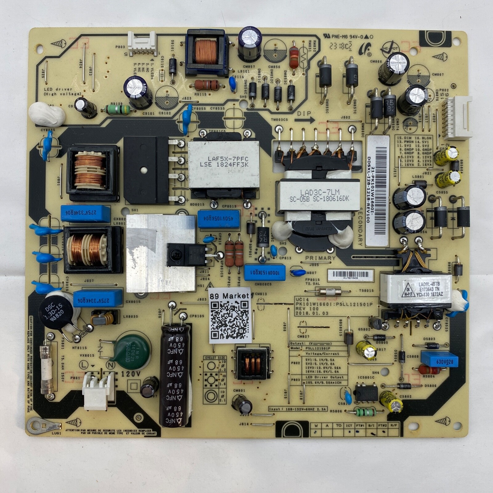 Toshiba 43LF621U19 TV Power Supply PSLL121501P PK101W1660I