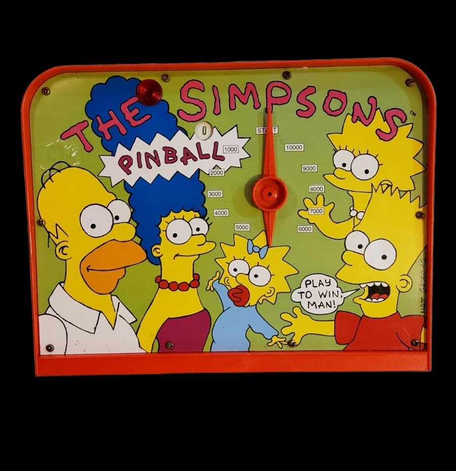 VTG 1990 The Simpsons Table Top Pinball Game Scoreboard TOP SECTION ONLY display