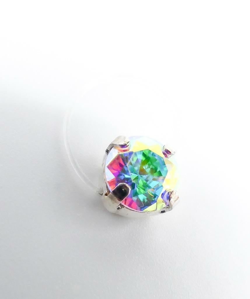 GLITZY Iridescent Aurora Borealis Fire Crystal Invisible Stretch PETITE Toe Ring