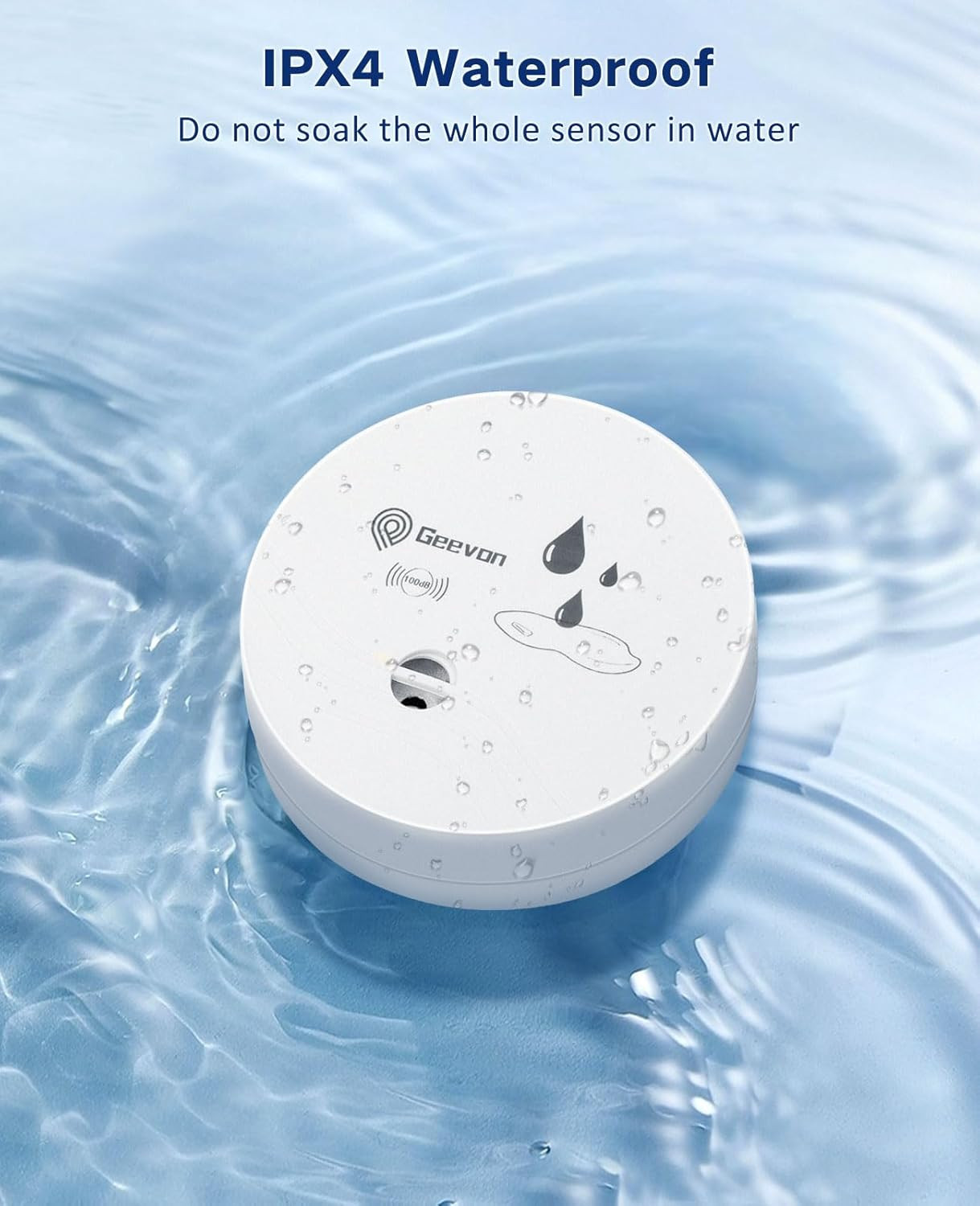 2 Pack Water Leak Detectors, 100Db Water Sensor Alarms Flood Detector for Baseme
