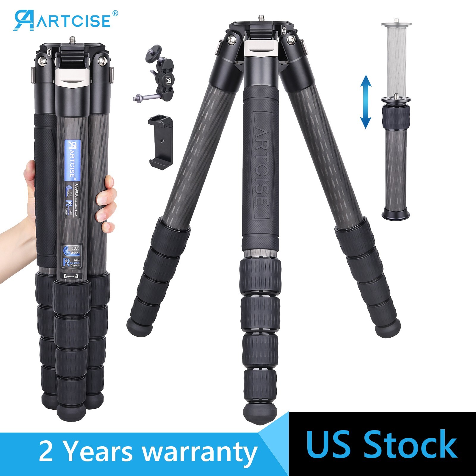 Carbon Fiber Tripod Professional Camera Tripod Heavy Duty Tripod 88.2 Lbs