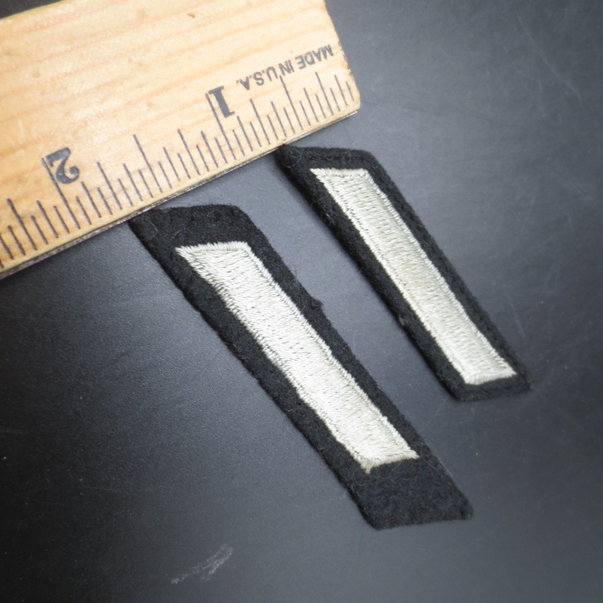 US Sergeant E-5 Service Bar Patch Insignia Bar Med Gray Silver on Black