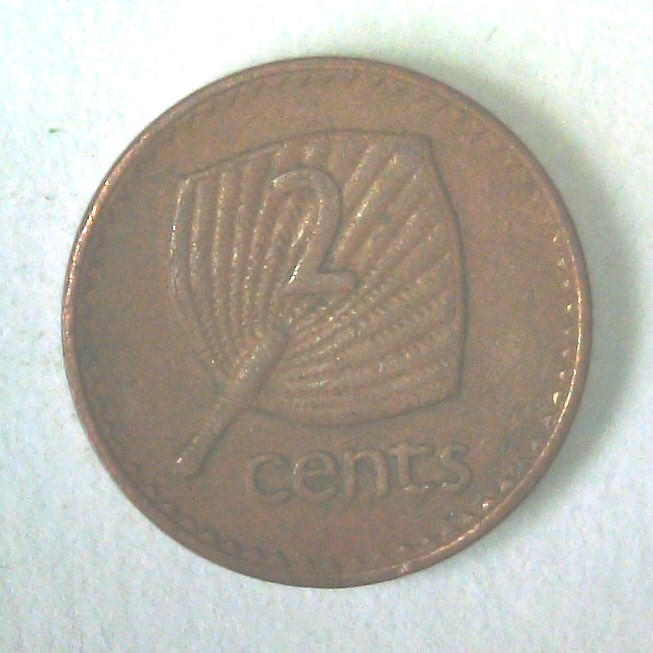 1975 Fiji 2 Cents Coin Cent Fijian Queen Elizabeth II KM#28 VF+ World Bronze