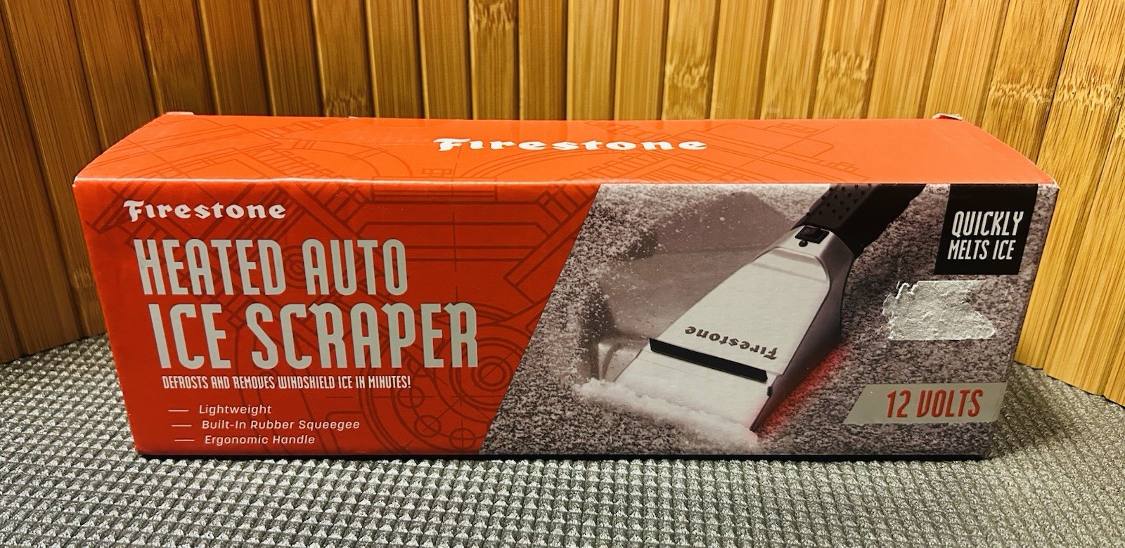 NEW Sealed FIrestone 12V Heated Auto Ice Scraper Lightweight-Fast Free Shipping