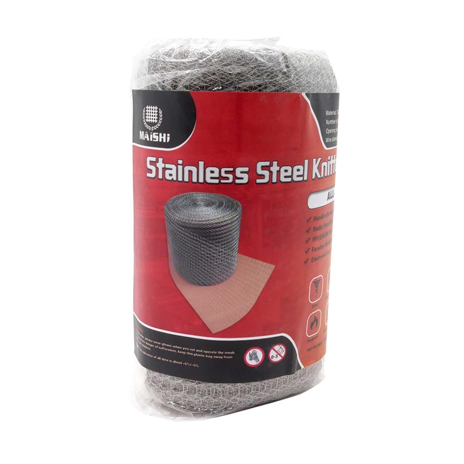MAISHI 5" x 32ft Knitted 304 Stainless Steel Mesh, No Rust Steel Wool Alterna...