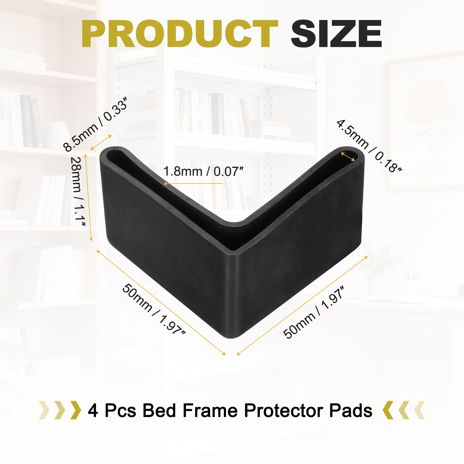 4Pcs 2" Bed Frame End Cap, Angle Iron Foot Pad Leg Protector, Black