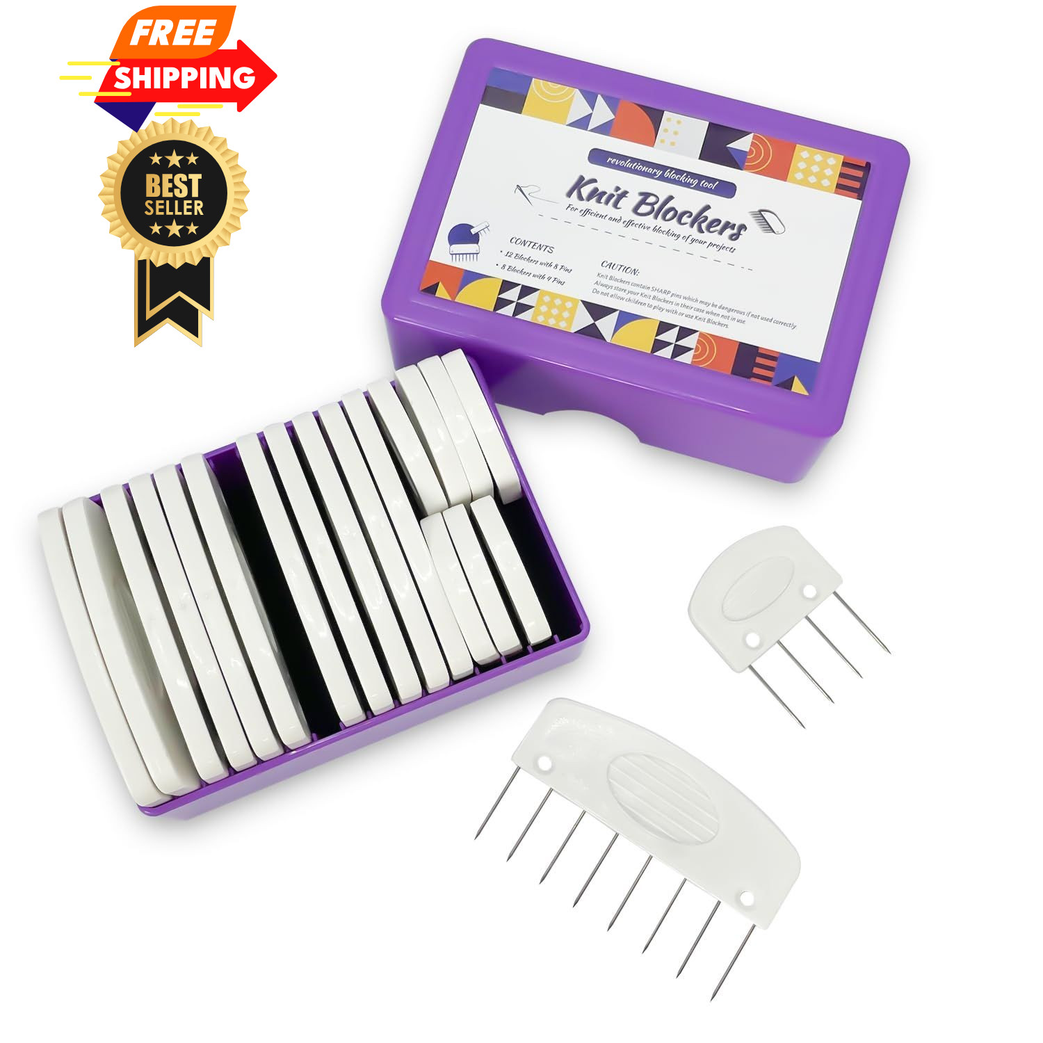 20Pcs Knit Blockers Pins Kit, Blocking Combs for Crochet Knitting White