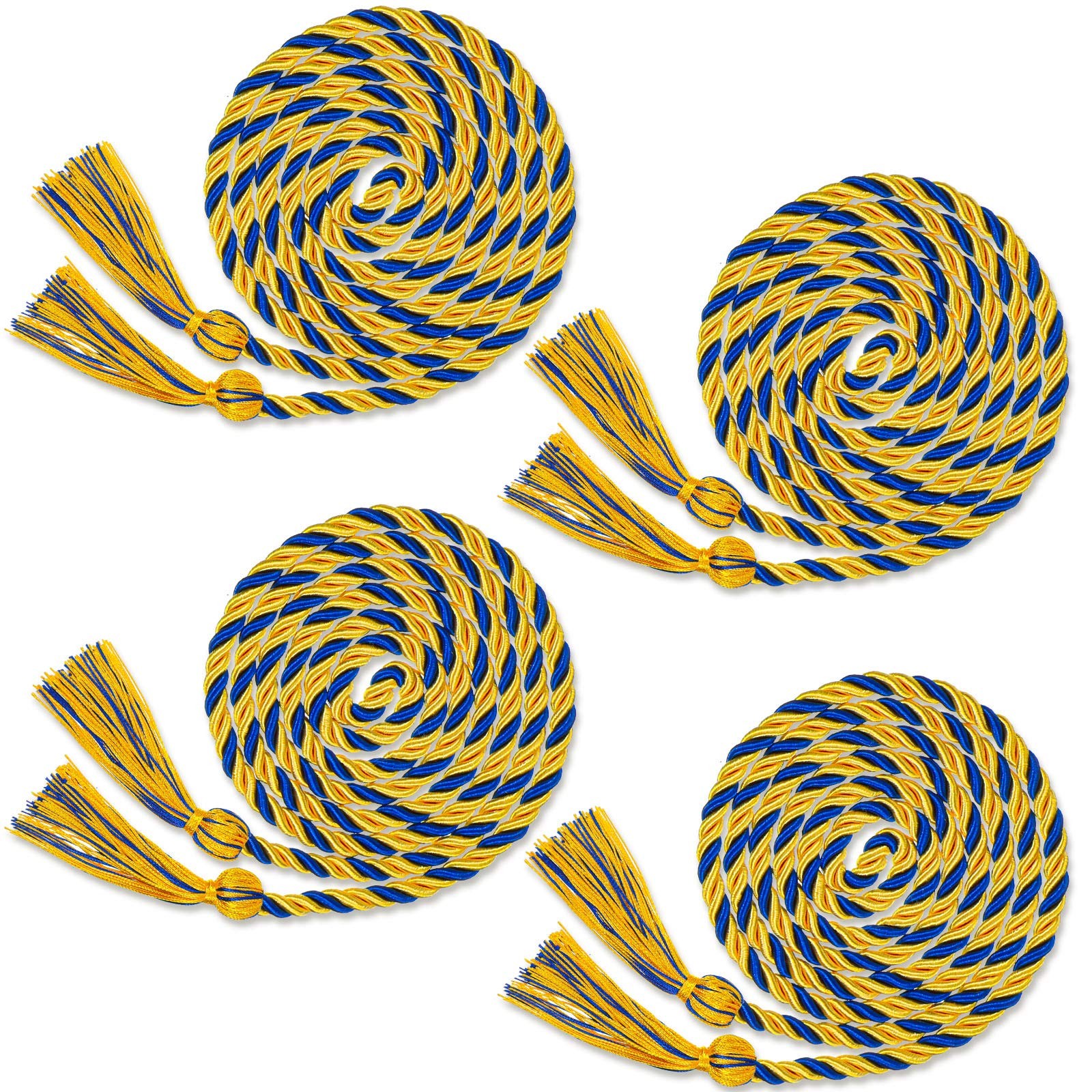 4 PCS Gold Blue 2026 Graduation Honor Cords Tassels Polyester Yarn 67 Inch