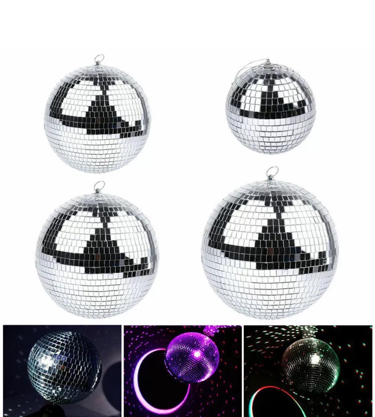 4 Pack Mirror Disco Ballssilver Hanging Party Disco Ball For Party Or Dj Light E