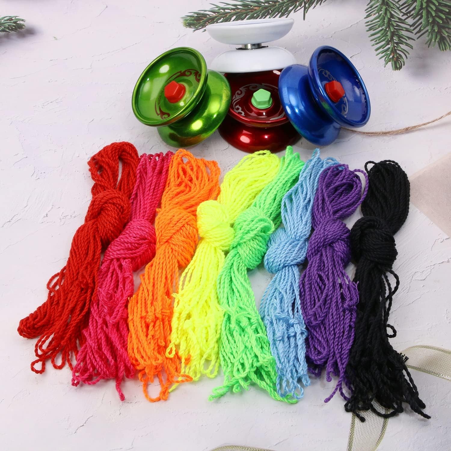 80 Yoyo String (10 Each - Florescent Lime Green, Yellow, Orange，Blue ,Rose ,Red