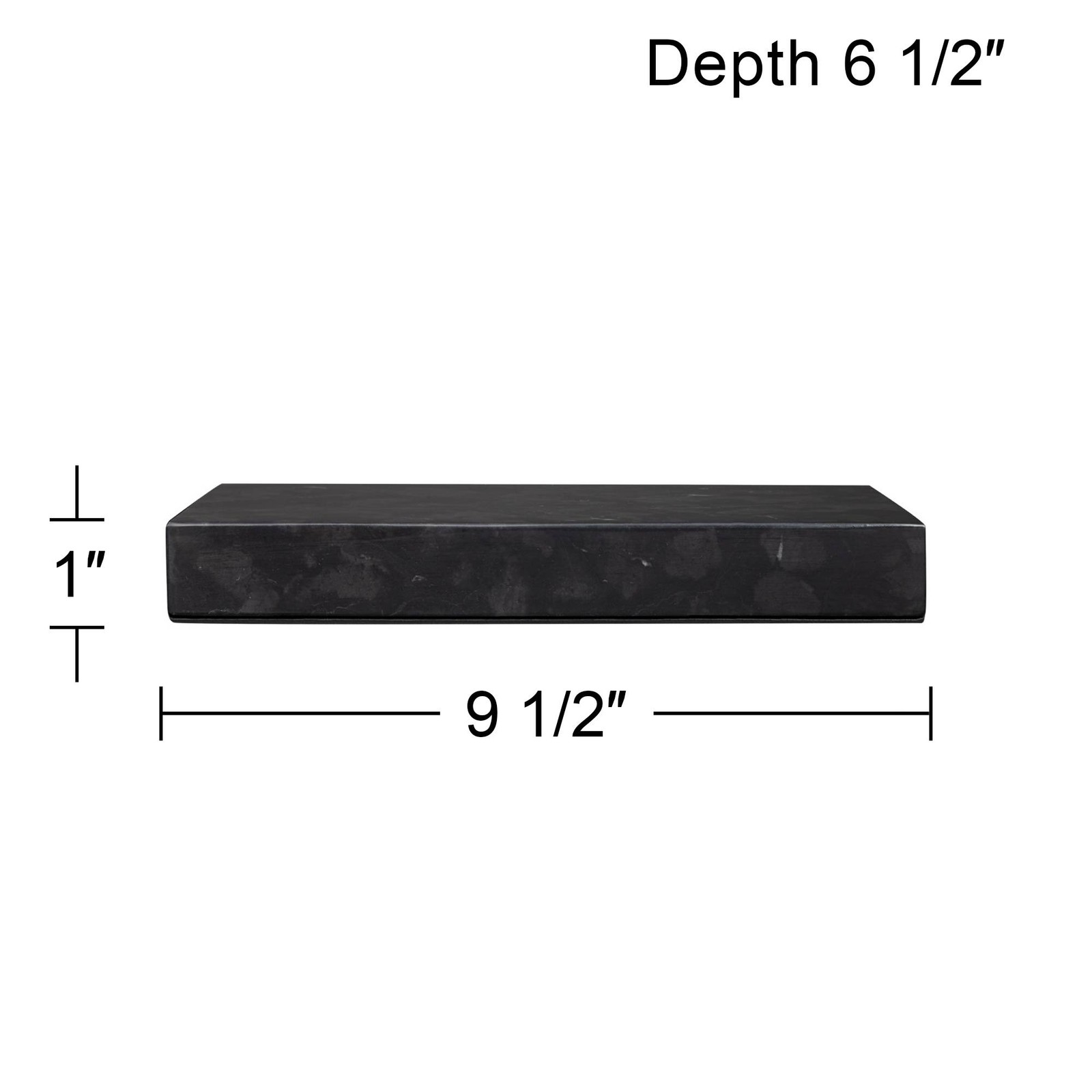 Black Marble 9 1/2" x 6 1/2" x 1" Rectangular Lamp Riser