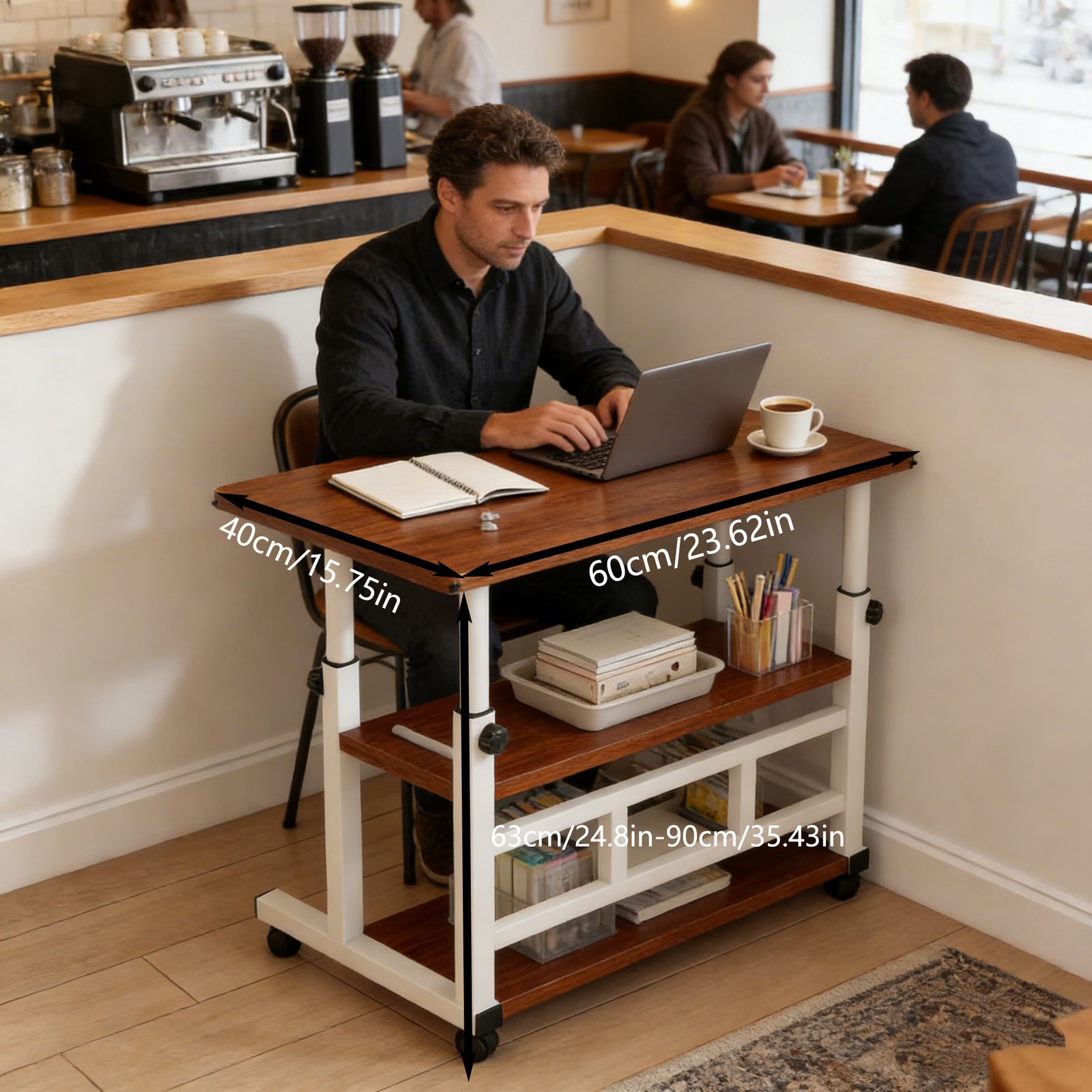 Adjustable Height Mobile Desk for Study/ Dormitory/ Work Area Lightweight