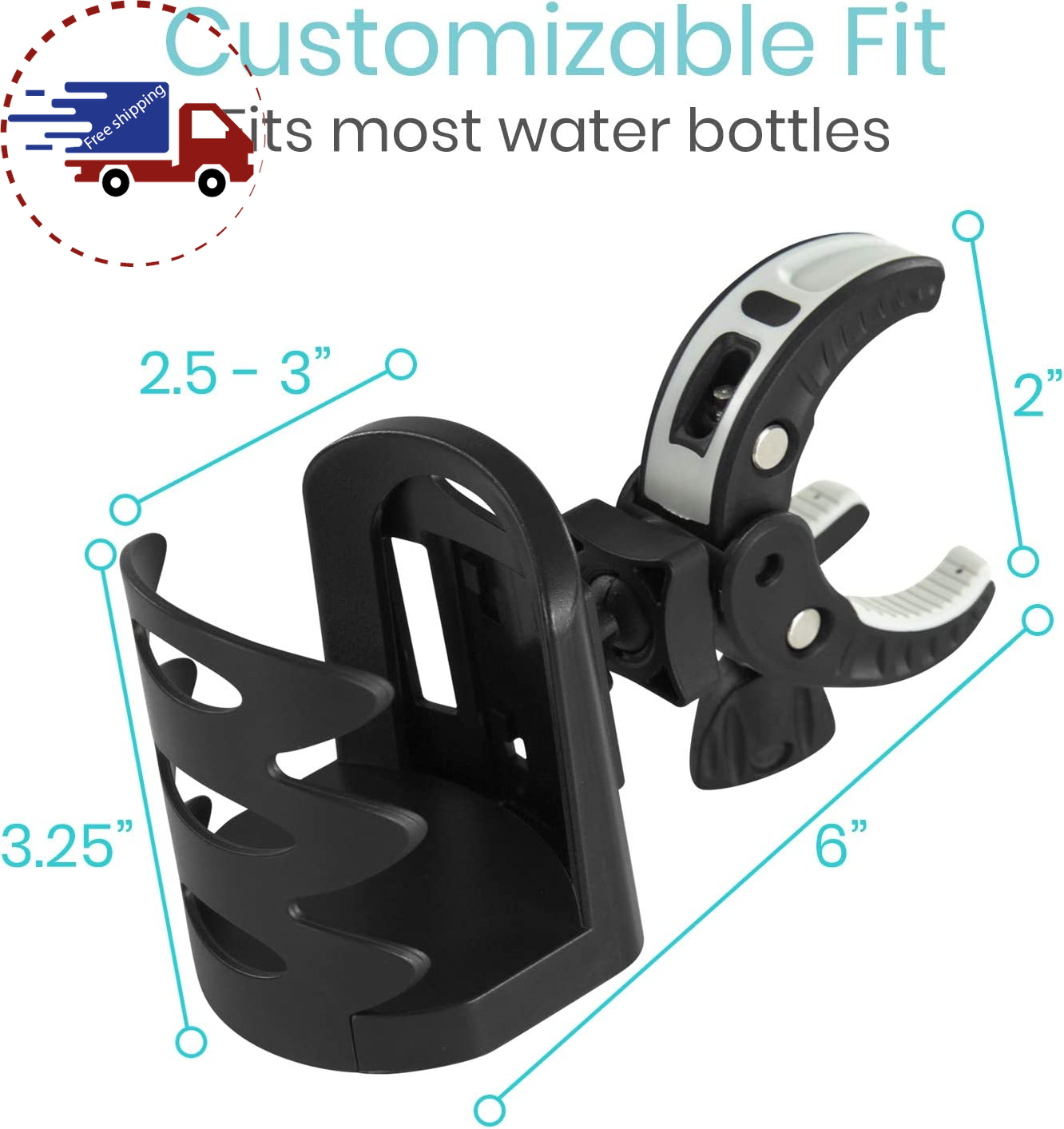 Cup Holder for Walker, Accessories, Stroller, Bike, Boat, Desk, Mobility Scooter