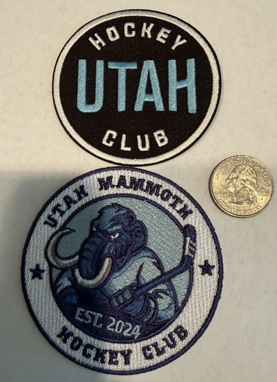 (2)-UTAH MAMMOTH  EMBROIDERED IRON ON PATCHES 2.5”x 2.5” & 3”x 3” Awesome!