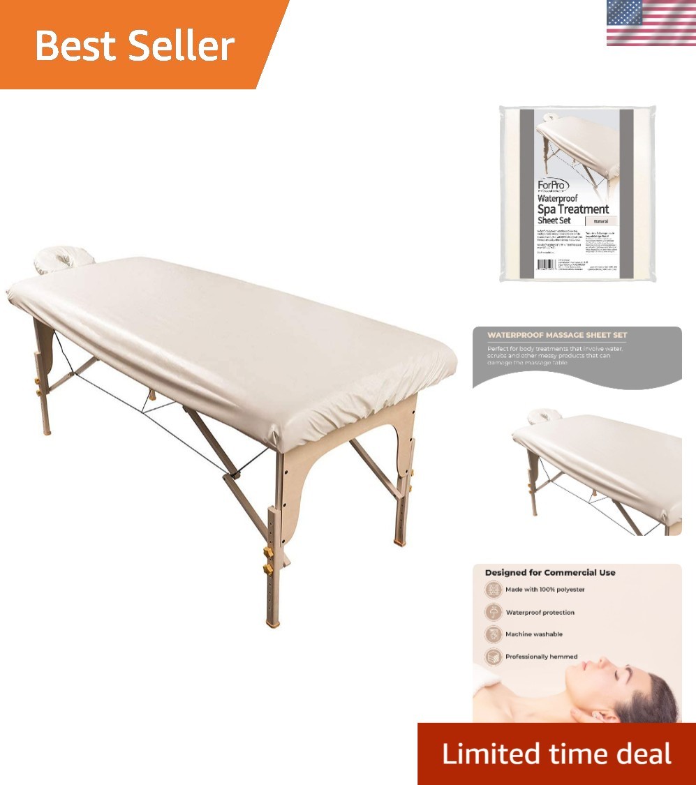 Natural Waterproof Massage Table Sheet Set - Machine Washable & Protective