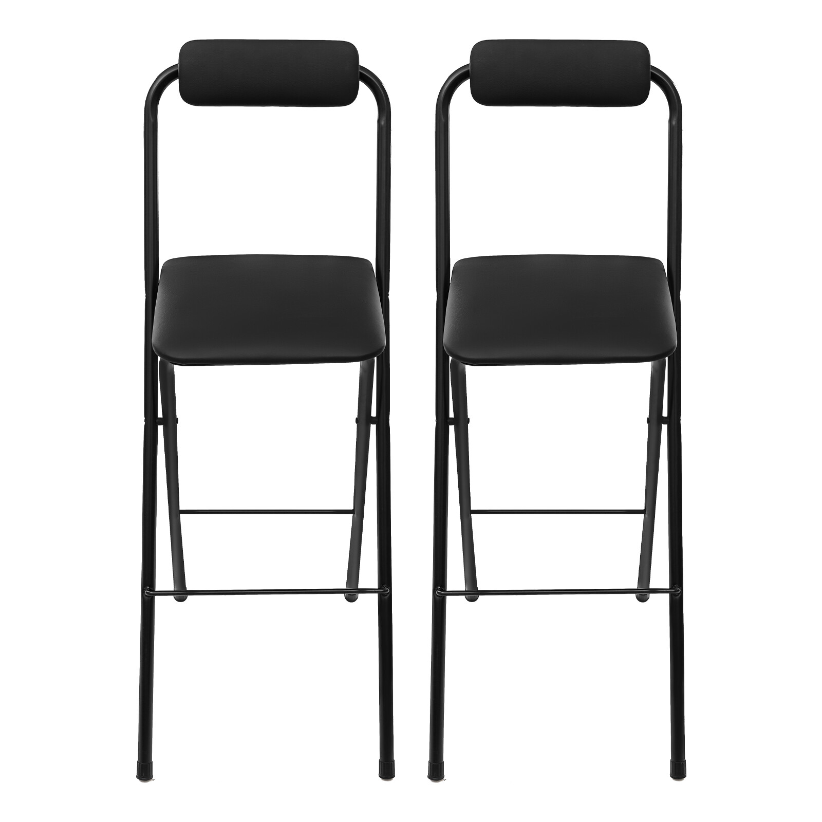 2* Black Foldable Bar Chair Modern Tall Folding Portable Stool For offices, bars