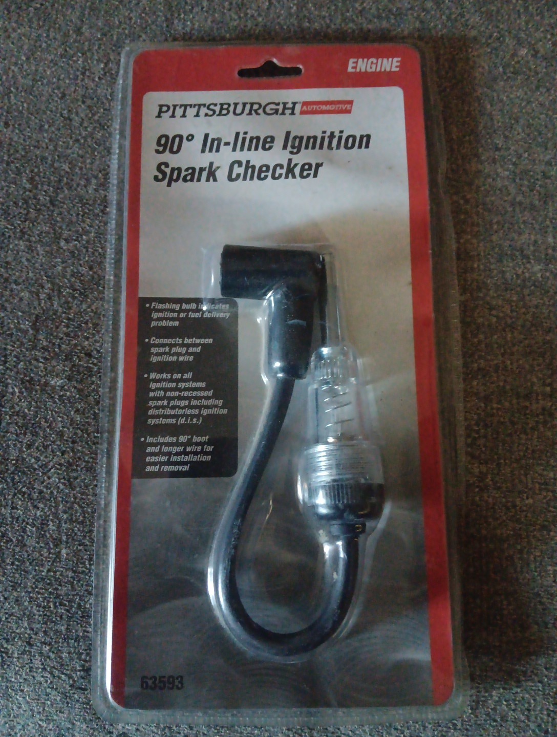 Pittsburgh 90° Inline Ignition Spark Tester Tool 12V (63593)