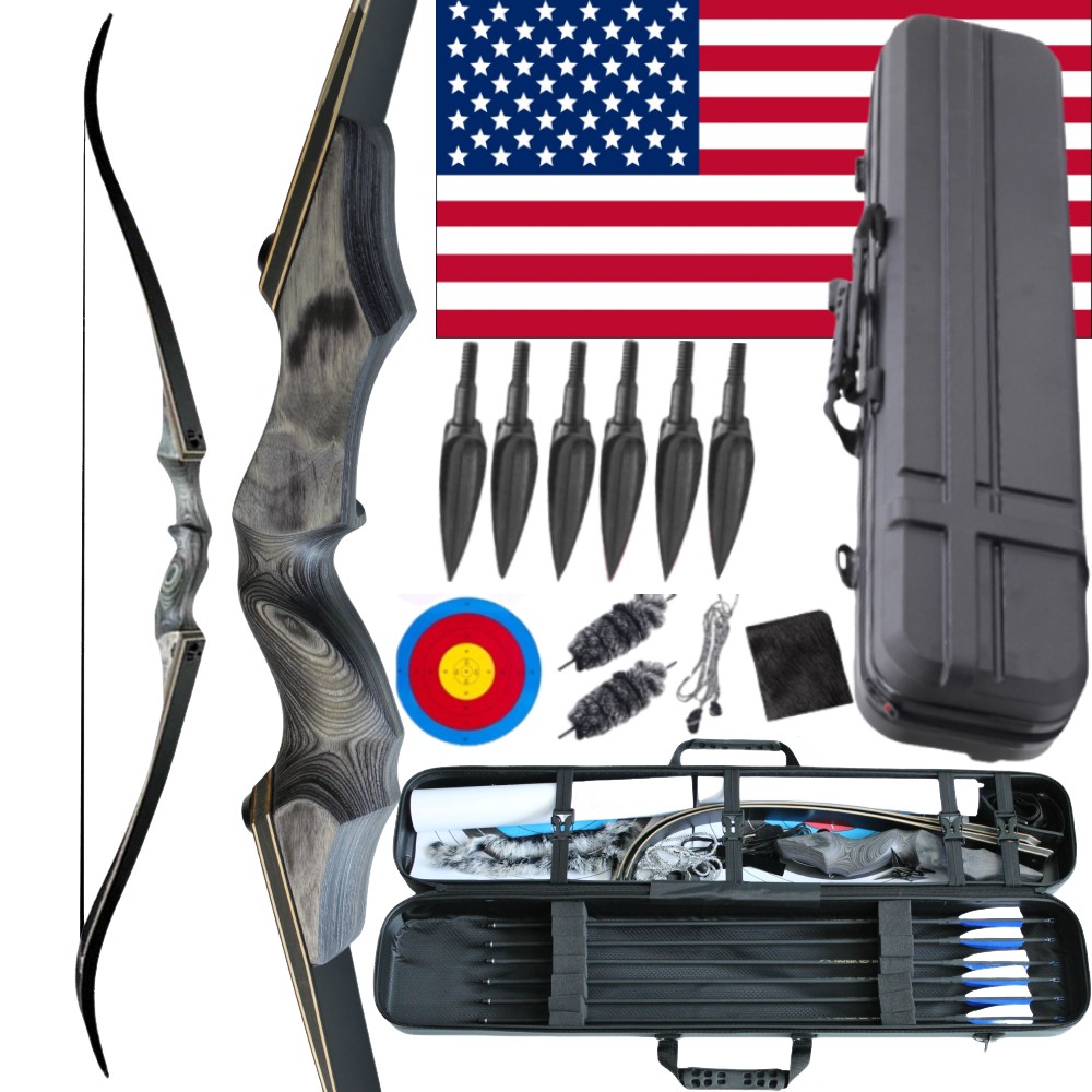 60" Takedown Recurve Bow Set Traditional Hunting Bow 30lbs-50lbs Archery Shoting