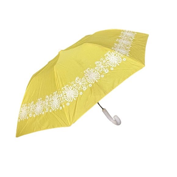 NEW Oscar de la Renta Nylon Yellow Umbrella Automatic Folding Compact GREAT GIFT