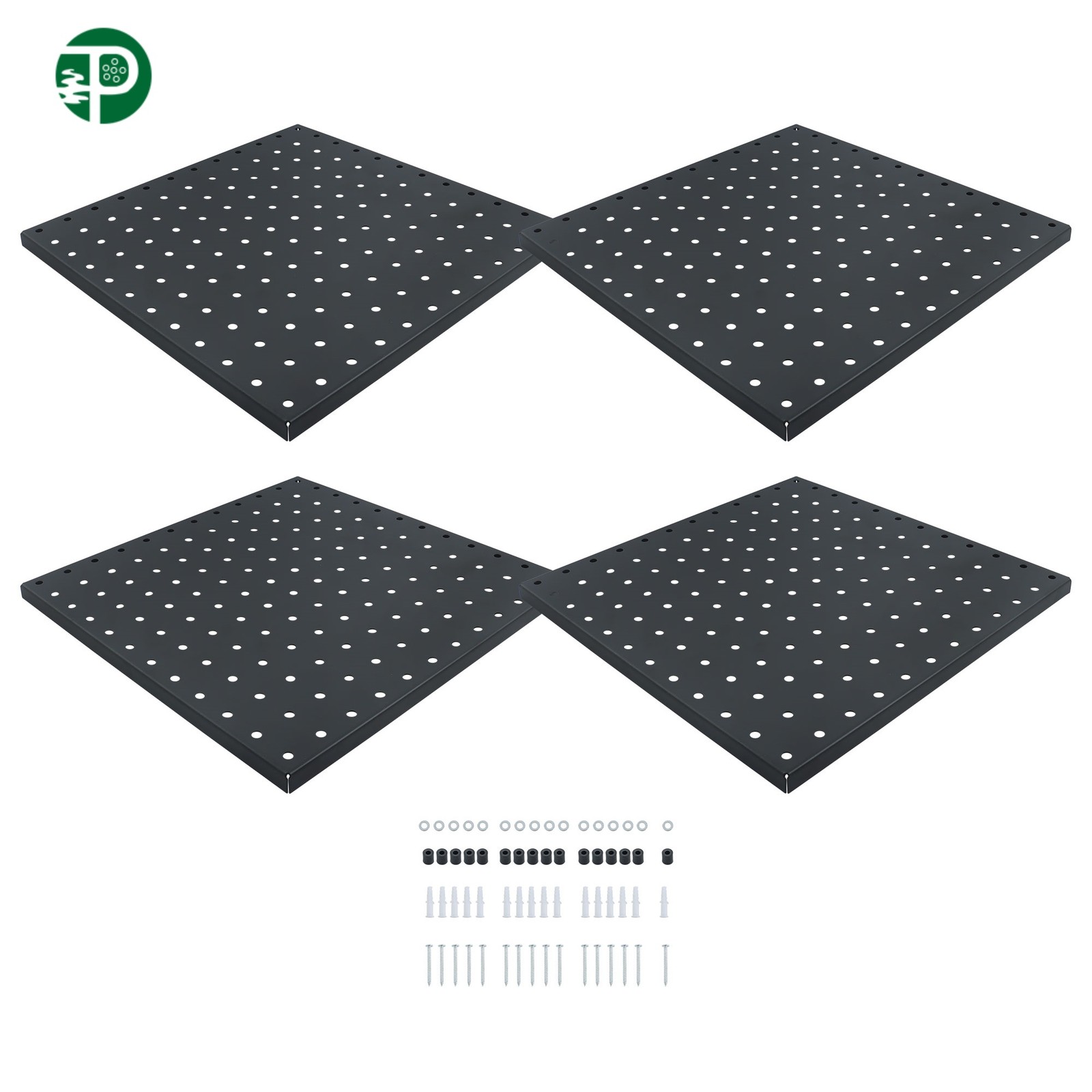 For Garage Wall Pegboard Panel 12×12" Black Steel Metal Peg Board Tool Organizer