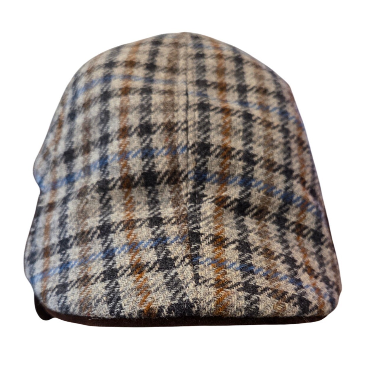 Houndstooth Newsboy Cap Brown Blue Plaid Driving Golf Hat Ear Flaps