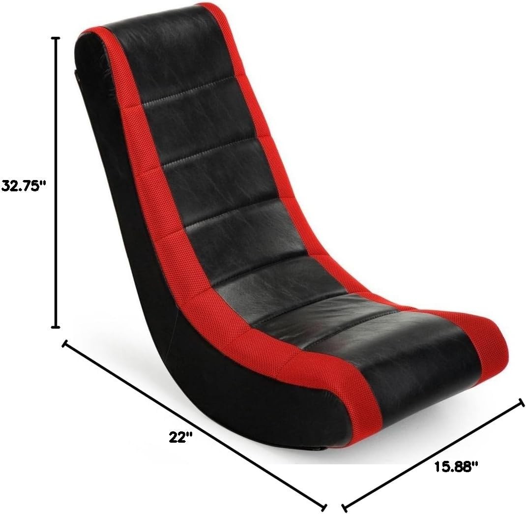 Video Rocker Floor Gaming Chair Kids & Teens PU Faux Leather & Polyester