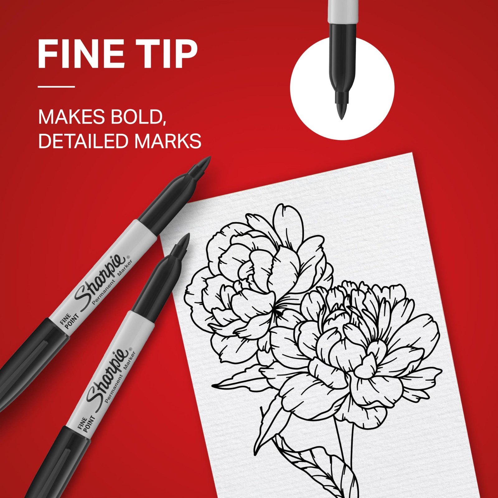 Permanent Fine Tip Markers, Black, 12 Count - Quick Drying, Fade Resistant