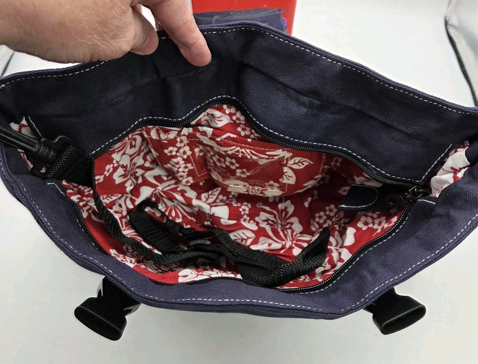 Walker Tote Bag w Cup Holder Key Ring Pockets Folding Storage Basket Zip Close