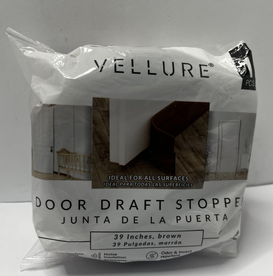 Vellure Door Draft Stopper 39 Inches Brown Self Adhesive Noise Insulating Seal