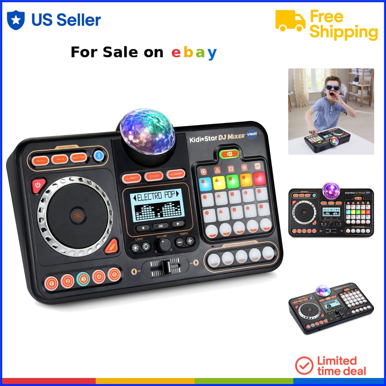 Kids DJ Mixer Bluetooth Audio Cable Portable Kids Party Toy DJ