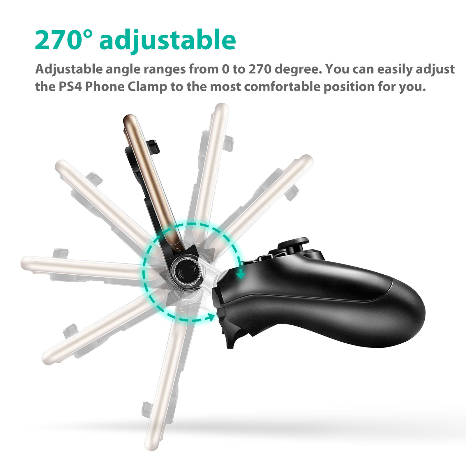 Adjustable Smart Phone Clip Holder Clamp Mount Stand for PS4 Controller Joystick