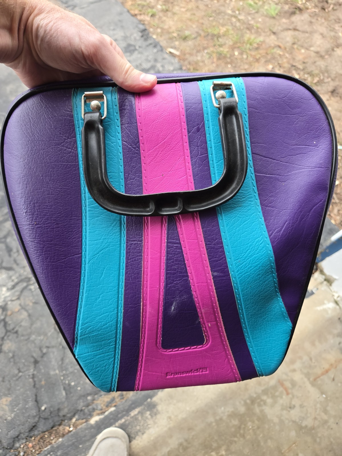 Vtg Brunswick Purple Fancy Bowling Ball Bag