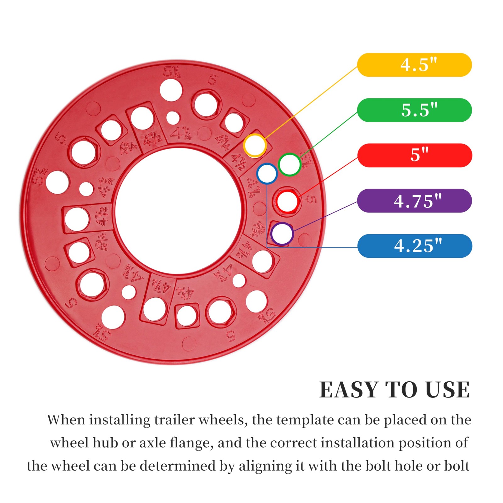 eaacaa Wheel Bolt Pattern Measuring Tool, 5 Lug Template Gauge for 1 Pcs