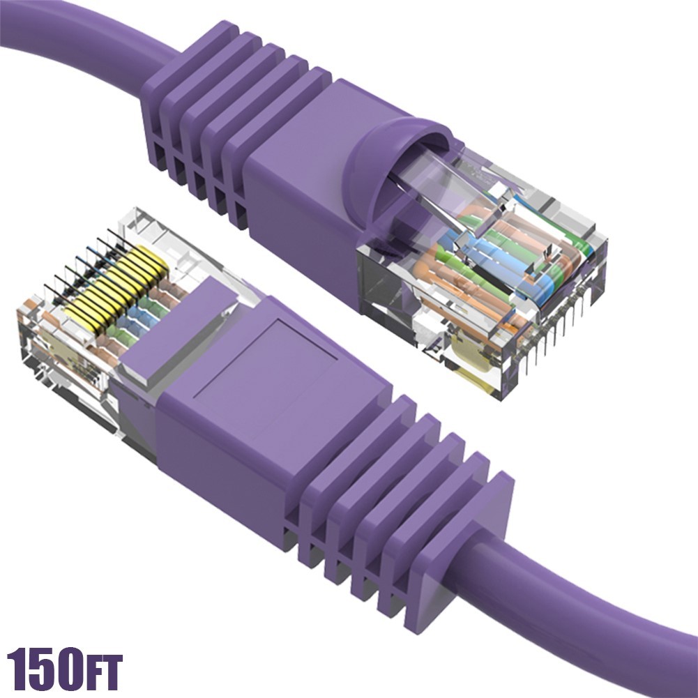 150FT Cat6 RJ45 Network LAN Ethernet Patch Cable UTP Copper Wire 24AWG Purple