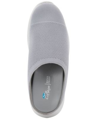 AQUA COLLEGE Womens Gray Waterproof Karma Round Toe Slip On Mules 6
