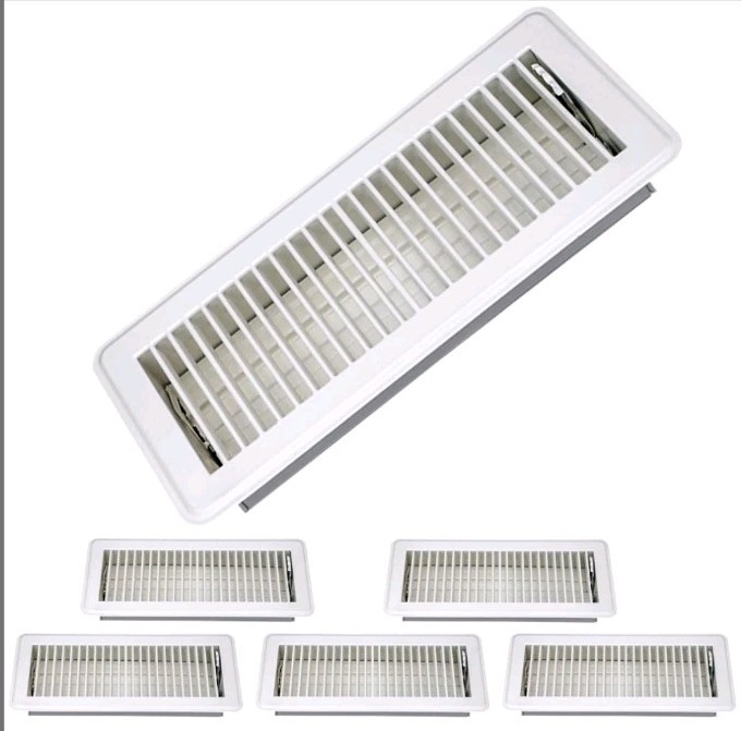 4" x 10" Heavy Duty Steel Vent Cover Walkable Floor Register (White, 6 Pack)