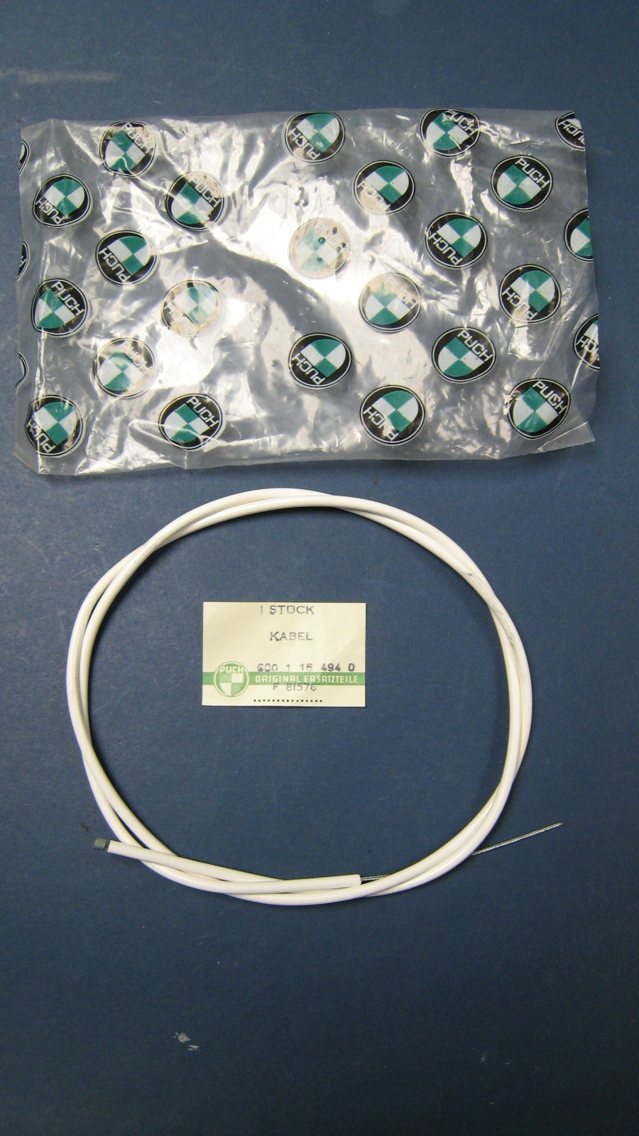 Genuine PUCH Moped Cable Part # 600 1 16 494 0,  F 81576 New Old Stock
