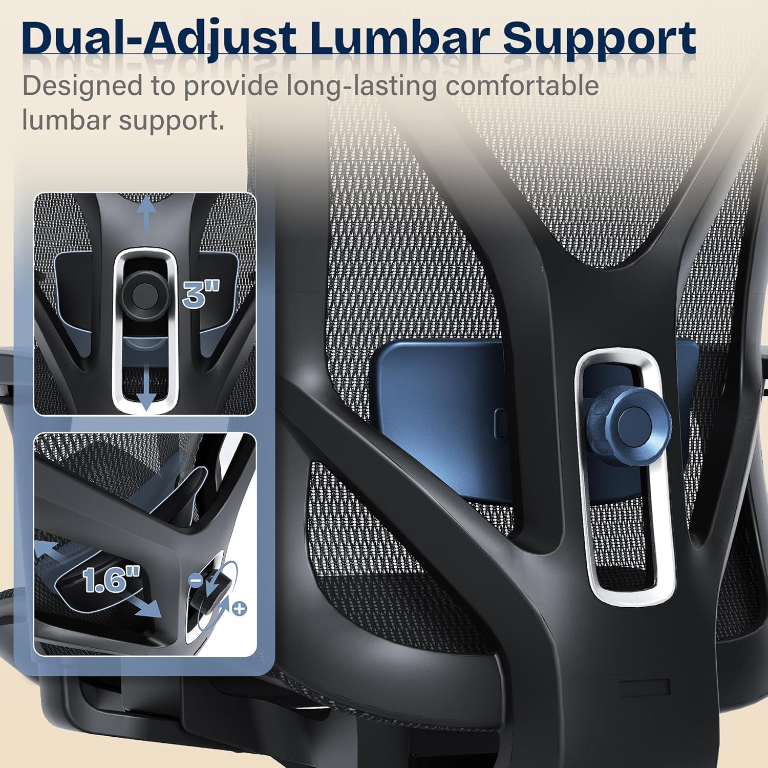 Ergonomic Office Chair, Mesh Computer Desk Chairs with Adjustable Lumbar Support