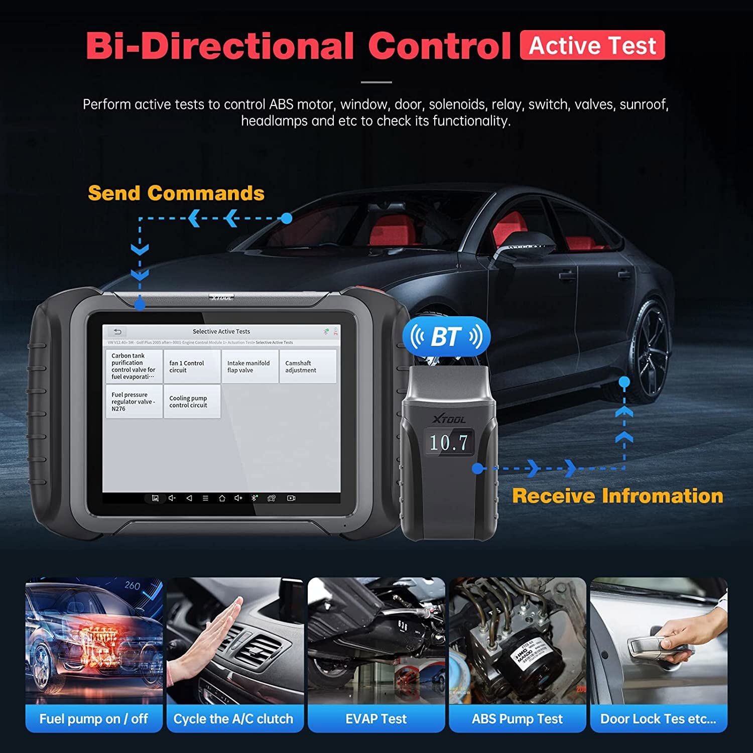 XTOOL D8BT Auto Full System Diagnostic Bidirectional Tool Key Coding 38+ Resets