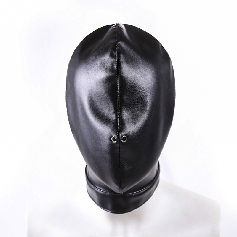 BDSM Bondage PU Leather Sensory Deprivation Head Hood Mask for Couples Headgear