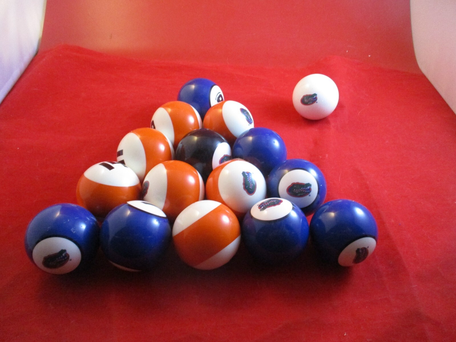 University of Florida Gators Billiard Balls Set Orange & Blue Pool Ball Complete