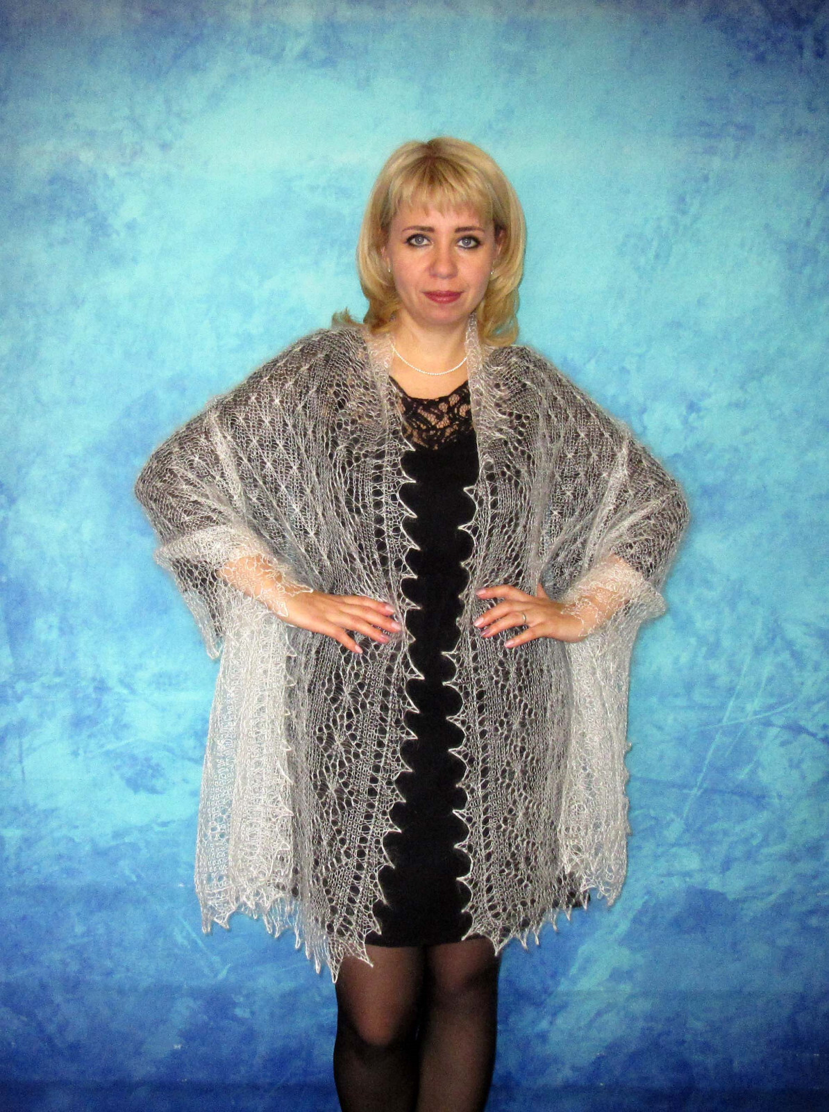 Knitted Goat Down Scarf Orenburg Shawl Rope Scarf Stole Made To