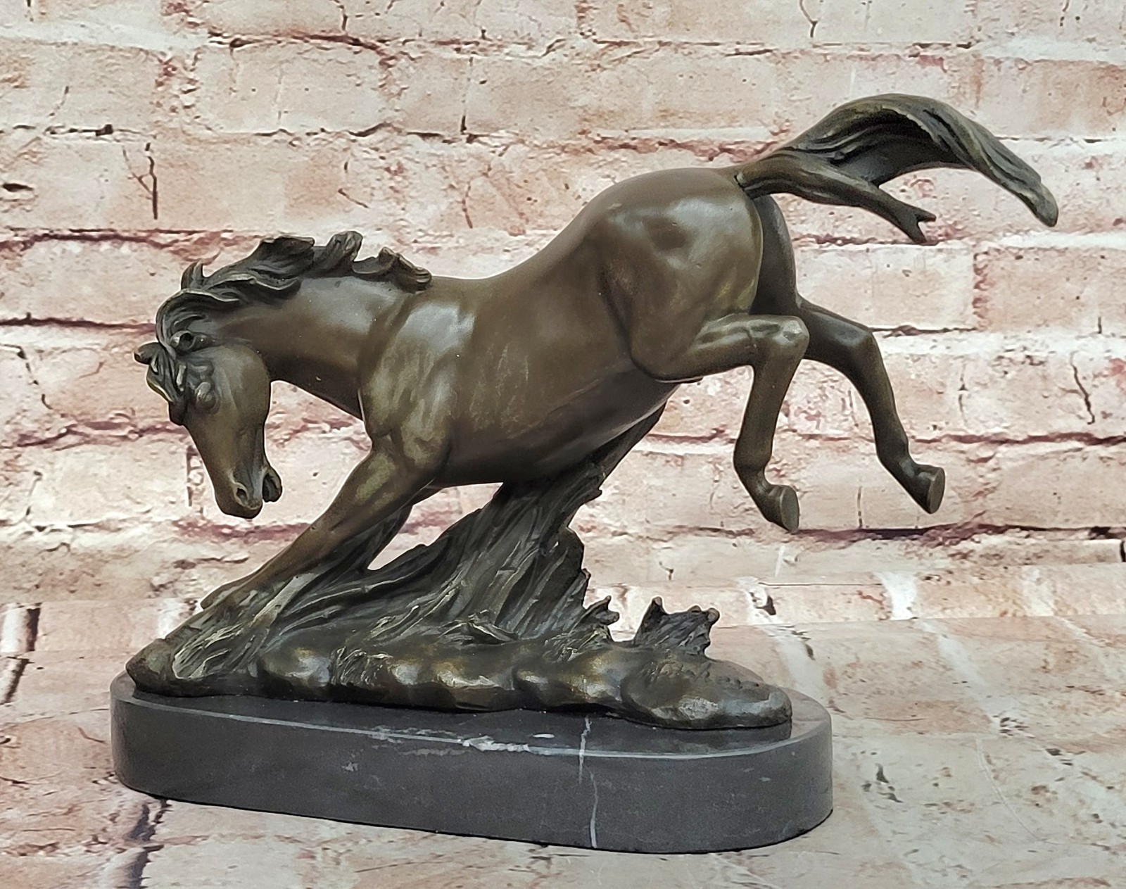 Intricate Detailing: Fisher`s Signed Original Bronze Horse Sculpture Figure