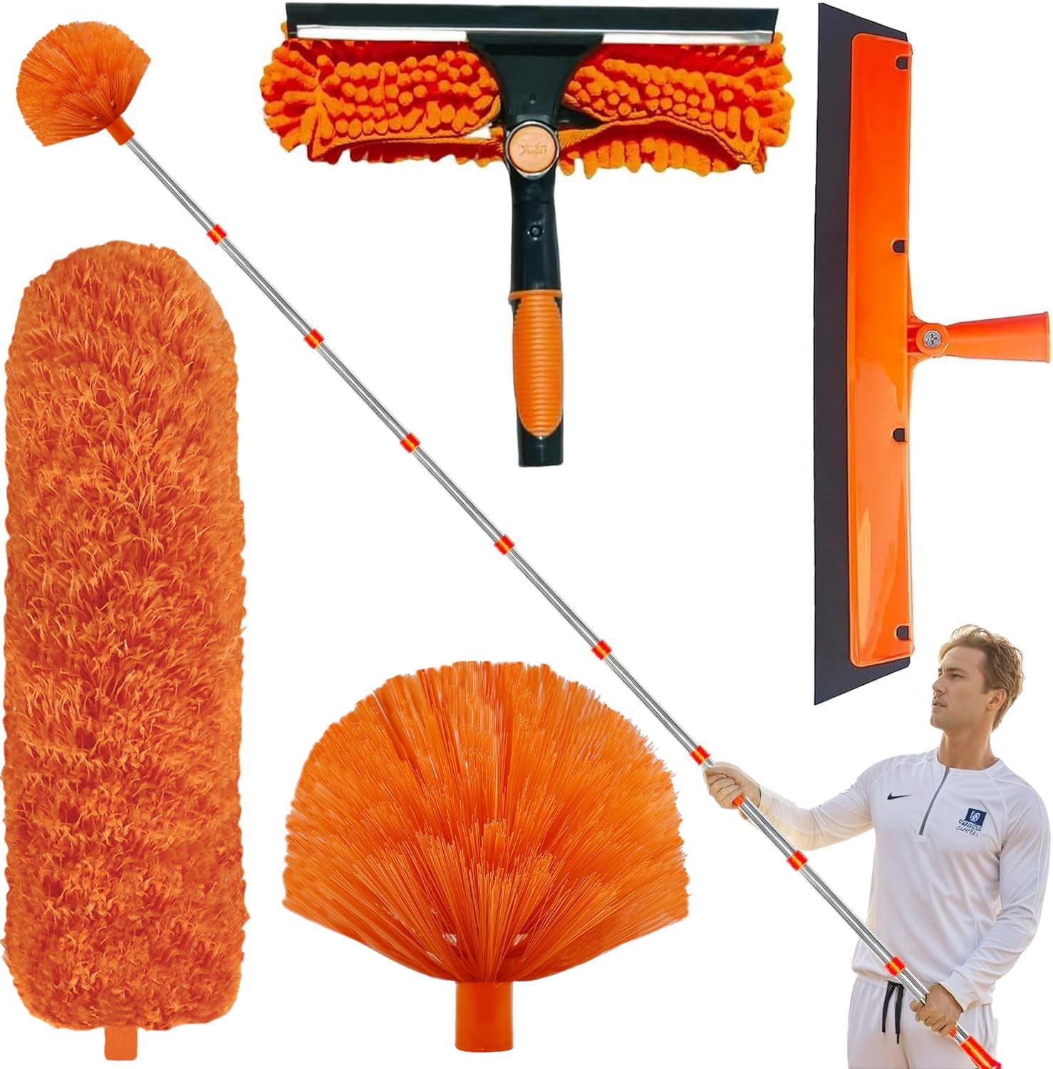 20ft High Reach Duster Kit - Extension Pole, Window Washer  Squeegee