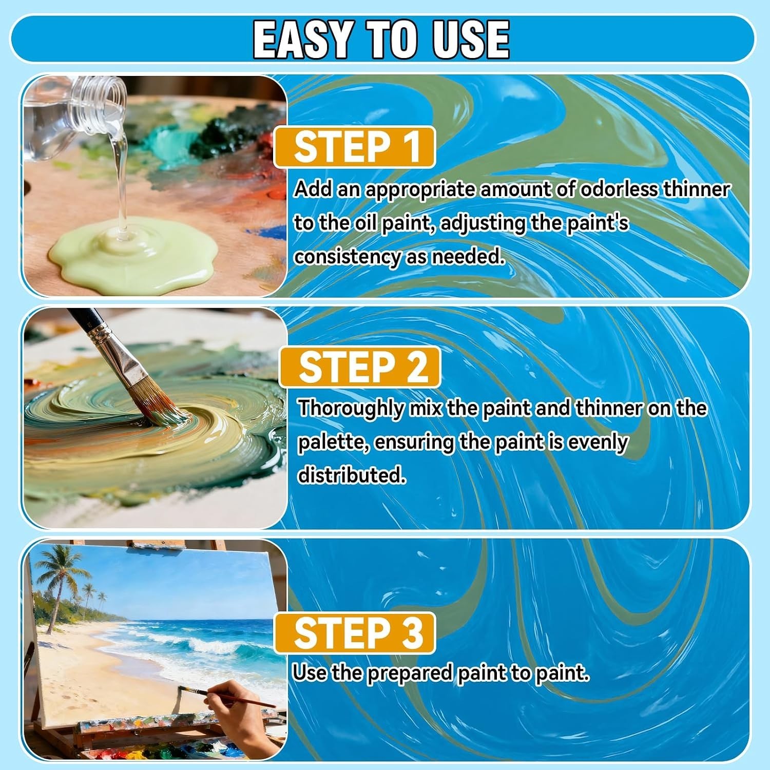 Odorless Mineral Spirits 100ml, Odorless Paint Thinner for Oil Based Paint, ...