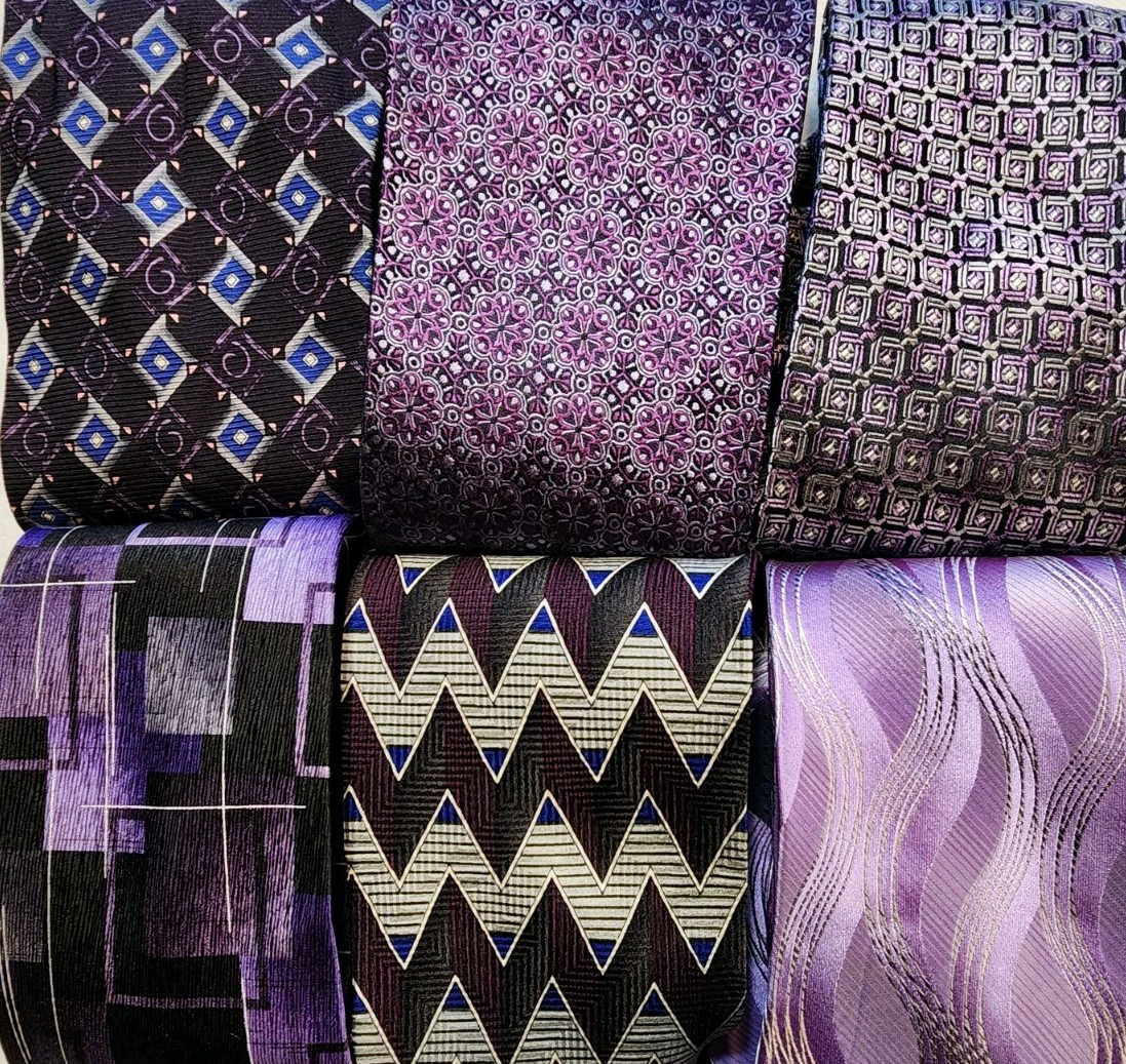 LOT 6 Designer Silk Ties - Purple Mix - Roth, Cardin, Richards